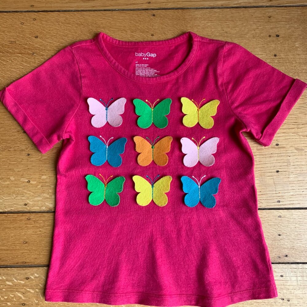 Gap 4T Butterfly Applique Tee